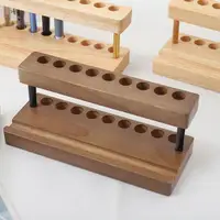 Walnut Wood Pen Holder With 9 Slots Multifunction Desk Organizer Phone Stand Display Case Storage Stand Office Decor 5