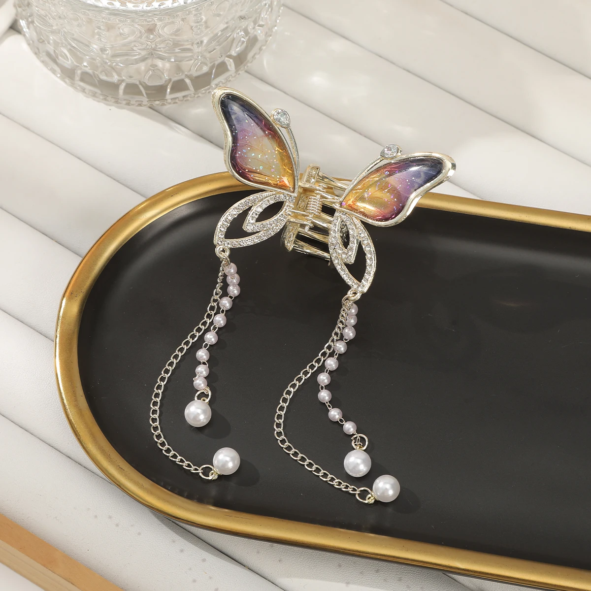 Butterfly Tassel Hair Claw For Women Colorful Sweet Hairpin Hair Crab Fashion Hair Accessories Summer Ponytail Holder Hair Clip