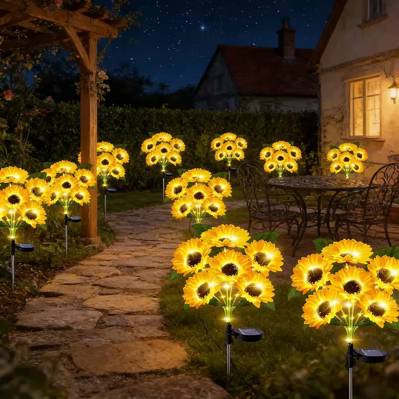 Waterproof Solar Flower Garden Stake Lights for Outdoor Landscape and Patio Décor