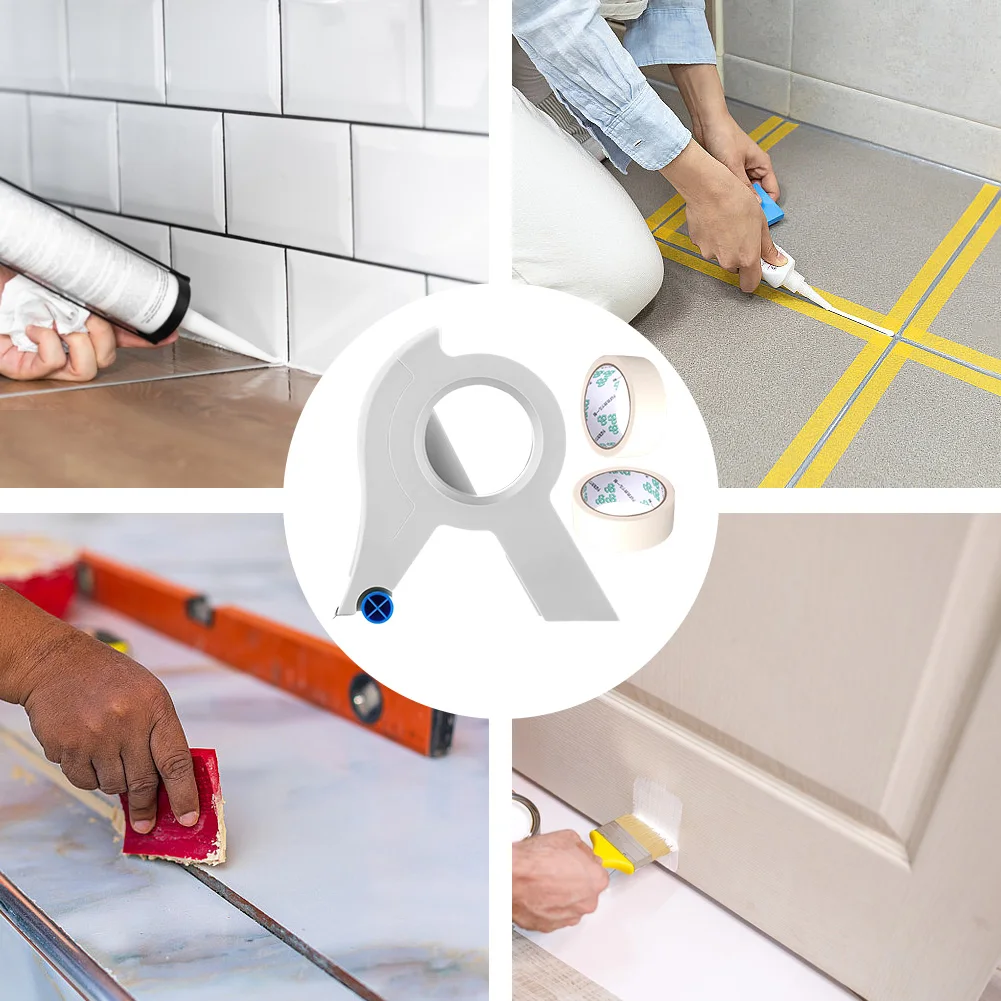 Masking Tape Applicator with 2 Rolls Tape Dispenser Machine Adhesive with Cutting Tool Wall Floor Painting Packaging