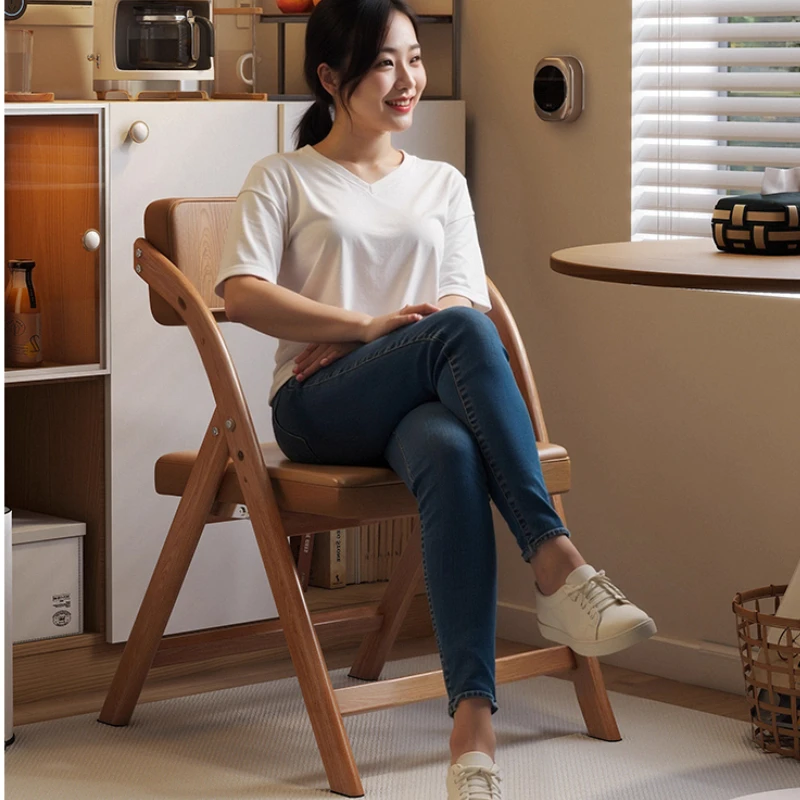 Simple Home Living Room Folding Chair Kitchen Backrest Dining Chair Furniture Space-saving Ironwork Study Office