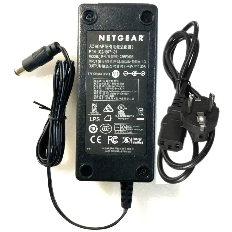 Netgear ac DC-アダプター充電器,純正,NU60-F480125L1NN,gs110tp