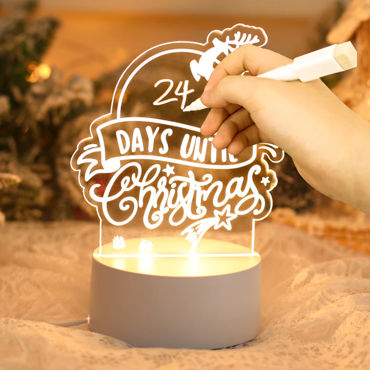 DIY Note Board Acrylic Light Ornaments with Pen Merry Christmas Decorations  for Home 2023 Noel Navidad Countdown New Year 2024 - AliExpress