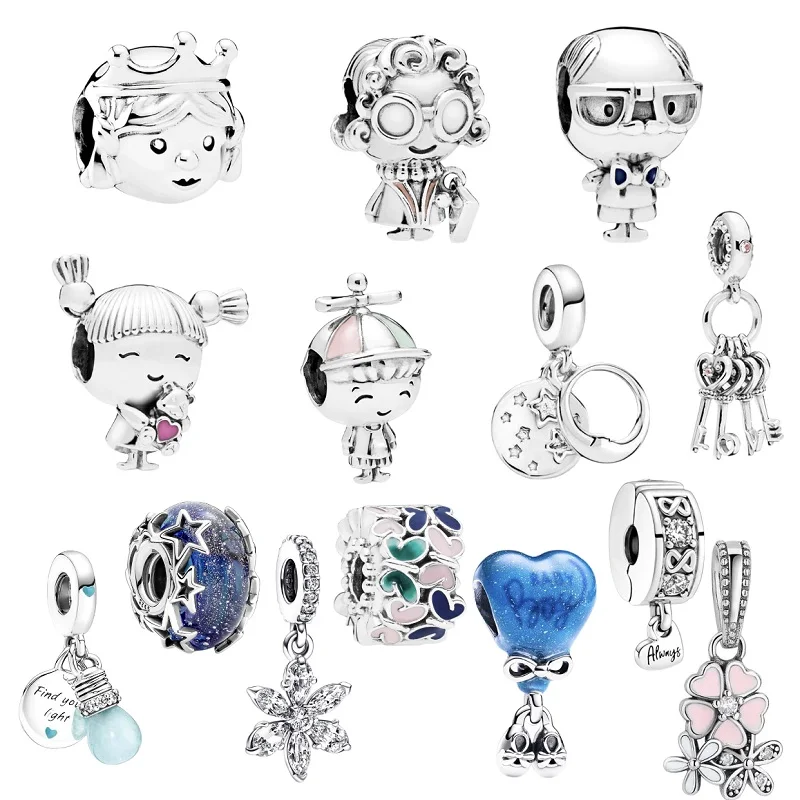 925 Sterling Silver Boy Girl Bulb Snowflake Flower Key Charm Lifting Ladies DIY High Jewelry Gift Making beads charms,charm jewelry,sterling silver jewelry,silver charm bracelet,sterling silver beads,sterling silver beads charm