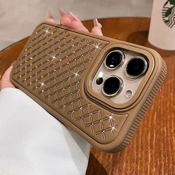 Luxury Bling Glitter Diamond Phone Case - Silicone Protector Shockproof Cover - iPhone 14 Pro (Brown BB)