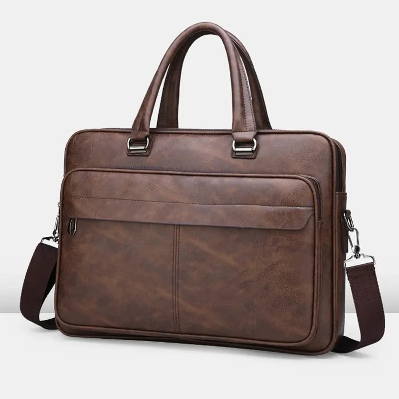 PU Leather Shoulder Bag Large Capacity Portable Casual and Waterproof Crossbody Document Bag Men Briefcase Laptop leather briefcase