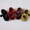 ULKNN Bow Flats for Kids First Walkers 2023 Spring Baby Girls Retro Toddlers Prewalkers Velvet Detachable Shoe Infant Purple red 4