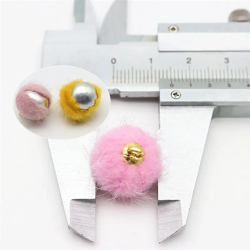 15mm 모조 밍크 모피 볼 펜던트 귀걸이 목걸이 펜던트 귀걸이 가방 액세서리 수동 DIY 부품 60pcs 240pcs