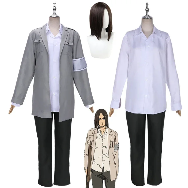 

Anime Attack on Titan Final Season Eren Jaeger Cosplay Costume Set Shingeki No Kyojin Coat Pants Eren Cosplay Long Wig Props