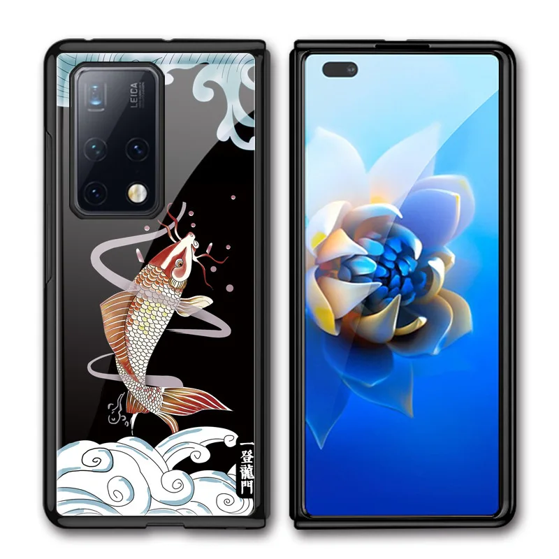 MateX2 Funda Case for Huawei Mate X2 Dragon Fish Mythical Beast Plating Tempered Glass Protection Mobile Phone Case Cover MateX2