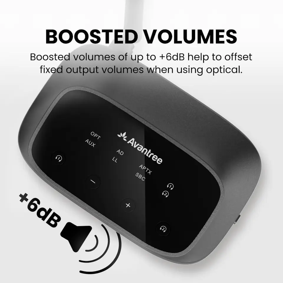 Avantree Orbit Pro - Bluetooth-zender voor tv met optische of AUX-audio-uitgang (incl. smart-tv's), surround sound, eenvoudige volumeregeling voor Airpods en andere hoofdtelefoons Avantree Orbit Pro - Bluetooth-zender voor tv met optische of AUX-audio-uitgang (incl. smart-tv's), surround sound, eenvoudige volumeregeling voor Airpods en andere hoofdtelefoons