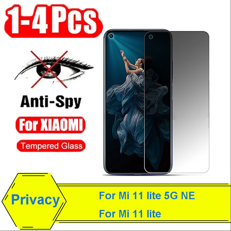 

1-4Pcs Anti-spy Protective Tempered Glass for Xiaomi Mi 11 Lite 5G NE Screen Protectors For Mi 11 Lite Films Glass