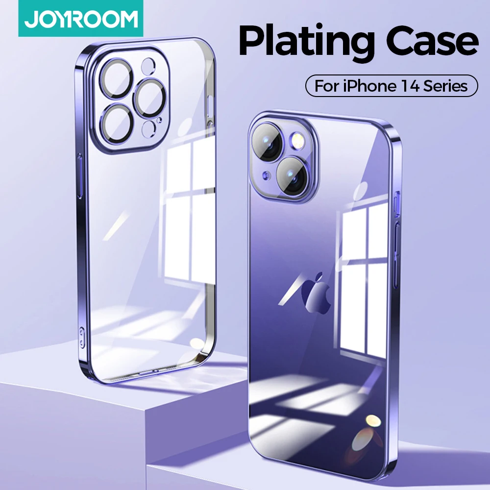 Joyroom Plating Phone Case For iPhone 14 13 12 Pro Max Soft TPU Clear Case Shockproof with Lens film Full Protection