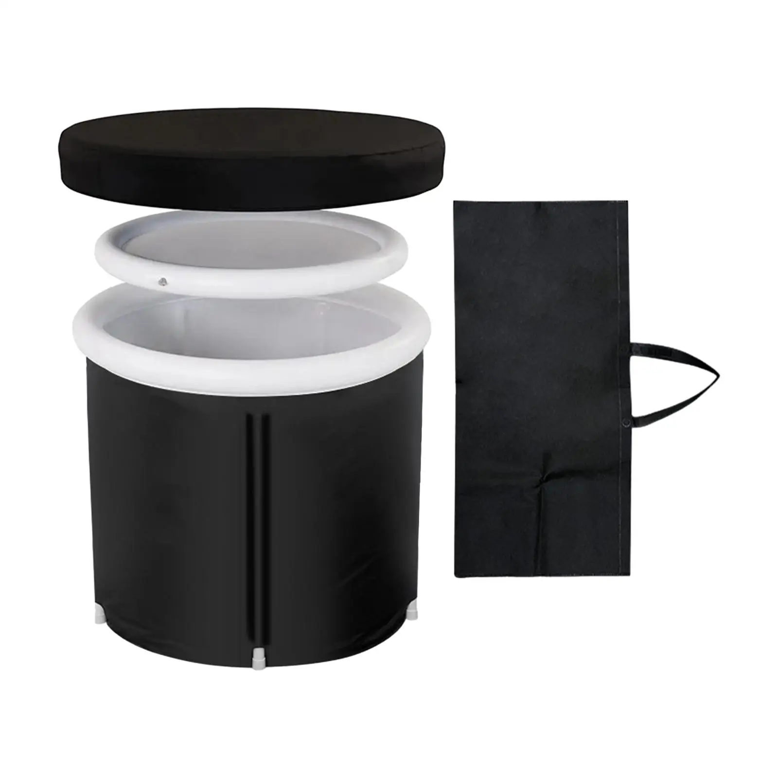 Ice Bath Tub Cold Water Tub with Drain Hole Bathing Bucket for Shower Stall Portable Bathtub for Athletes Kids Traveling Camping