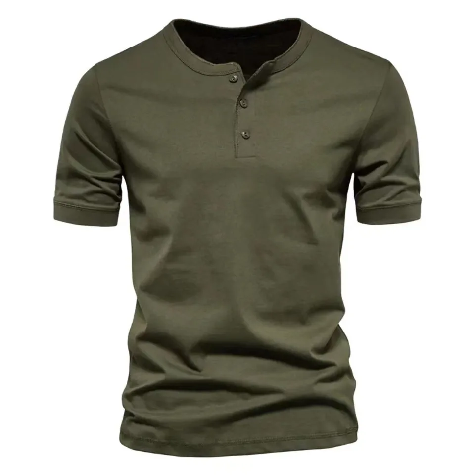 Henley Overhemden Heren Heren Henley Shirt Met Korte Mouwen En Een