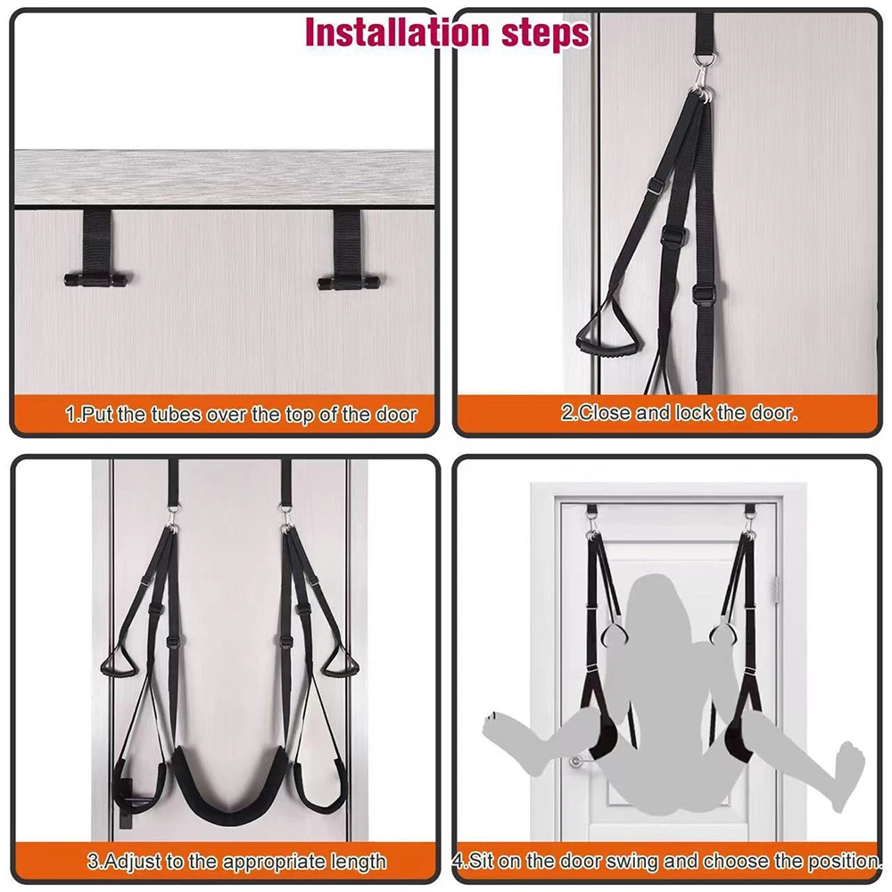 Door Sex Swing with Seat Bondage Slave Newest Leather Soft Plush Sex Slings with Adjustable Straps Toys For Couple