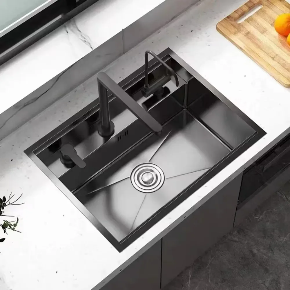 RLL Hidden Kitchen Sink Black Nano 304 Stainless Steel Sink Hidden Kitchen Fruit And Vegetable Bowl Cleaning Pool Home Bar Sink 2