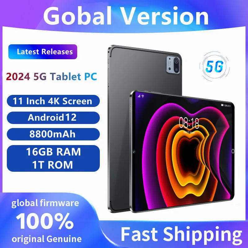 2024 Nuovo Tablet Android 12 11 Pollici 16Gb Ram 1Tb Rom Tablet 8800Mah 10Core 5G Dual Sim Telefonata Wifi Bluetooth Tablet Di Rete