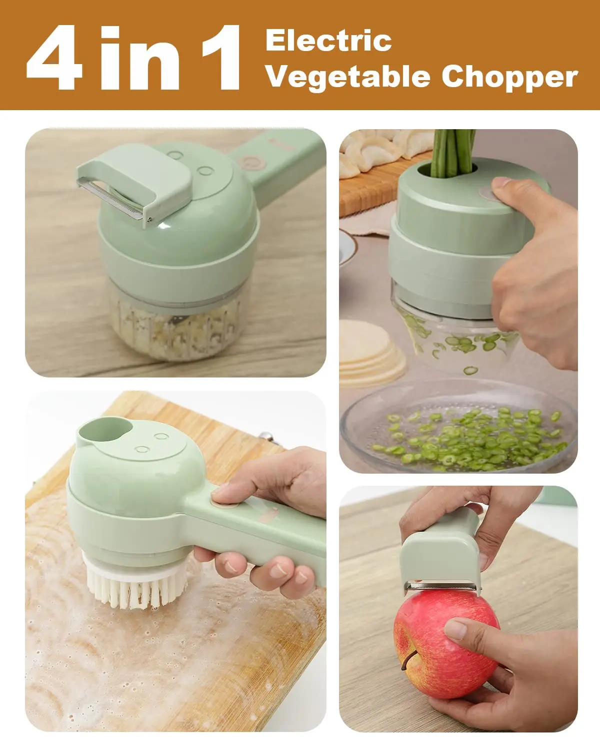 4 in 1 Handheld Electric Vegetable Cutter Set, Vegetable Chopper,Garlic  Slicer, for Garlic Pepper Chili Onion Celery Ginger Meat - AliExpress