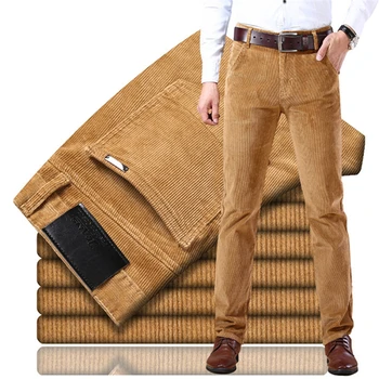 6 Colors Men's Thick Corduroy Casual Pants 2022 Winter New Style Business Fashion Stretch Regular Fit Trousers Male Clothes,6686 1