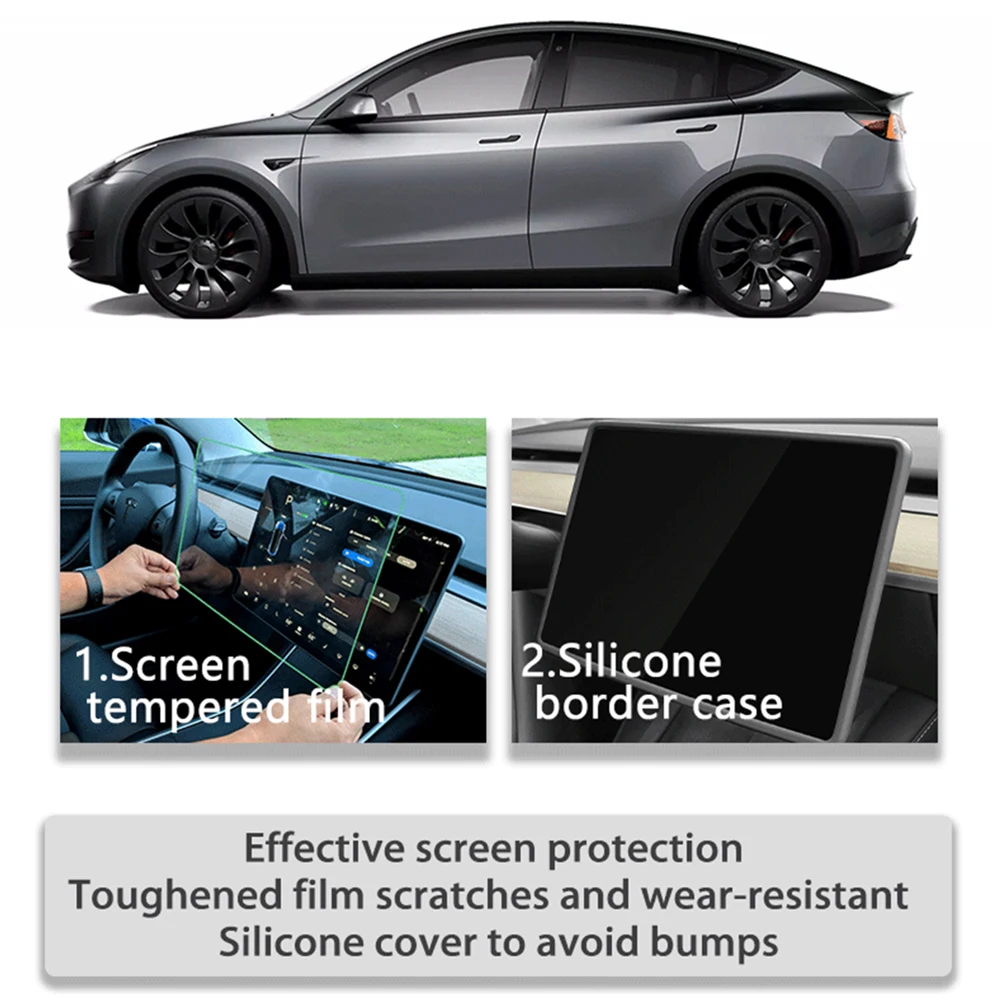 Model3 Highland Silicone Protective Trim Cover For Tesla Model 3 Y 2024 Accessories Navigation Screen Protector Frame Decoration