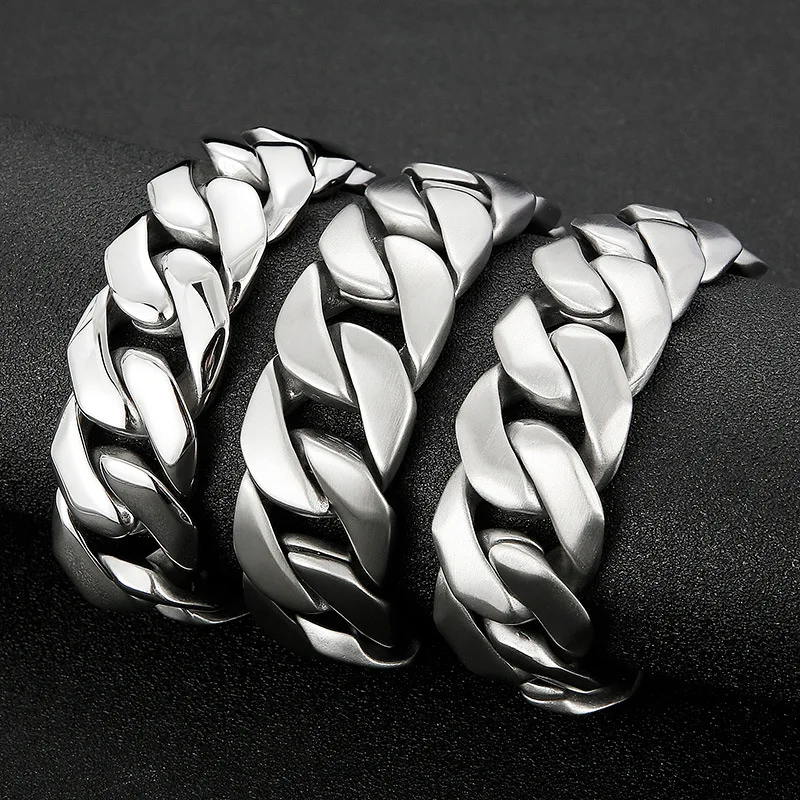 24/25/26mm Dicke Gliederketten Kubanische Armbänder Für Männer Puk Edelstahl Material Große Breite Mode Hand schmuck Party Geschenke – Detail 13