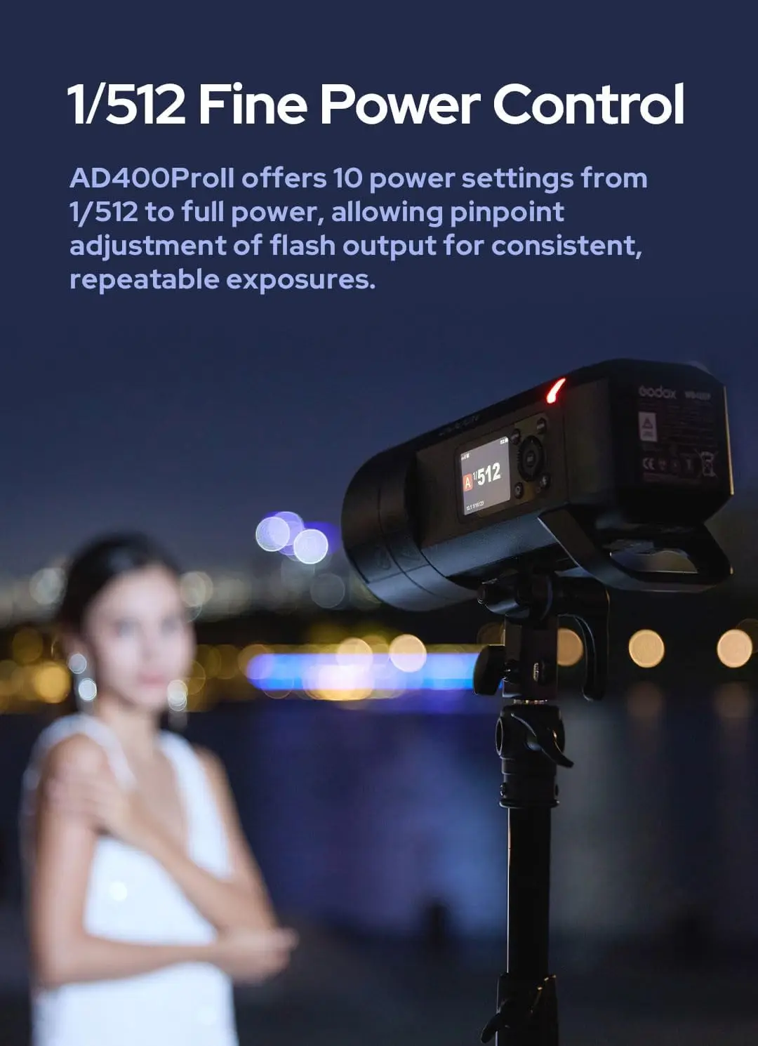 고독스 위스트로 AD400 프로 II AD400ProII 400Ws 야외 플래시, 30W 바이컬러 2800K-6000K, 2.4G 무선 X 시스템, TTL GN72 HSS 1/8000초