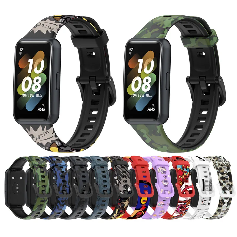 

High Quality Cartoons Watchband For Huawei Band 7 Replacement Printing Strap Sport Smart Bracelet Accessories Correa