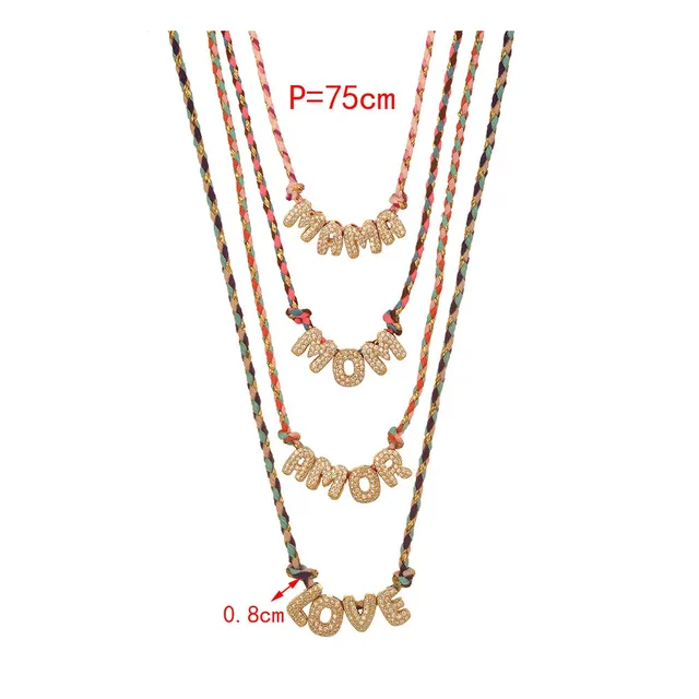 Nouveaux Colliers Pendentifs Lettres Initiales « Mom Love Mama » au Design Coloré, Collier Lettre Zircon « MOM LOVE » Tendance, Cadeaux Fête des Mères