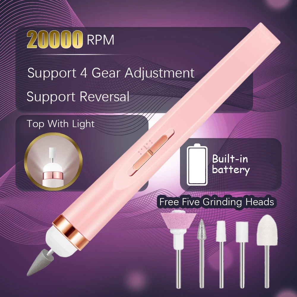YIKOOLIN 5 in 1 Electric Nail Polish Drill Machine USB Charge Portable Manicure Set  Exfoliation and Polishing for Nail Salon 2