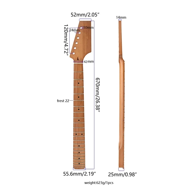 Remplacement du Manche de la Guitare électrique 22 frettes Manche en érable  Guitare Bricolage