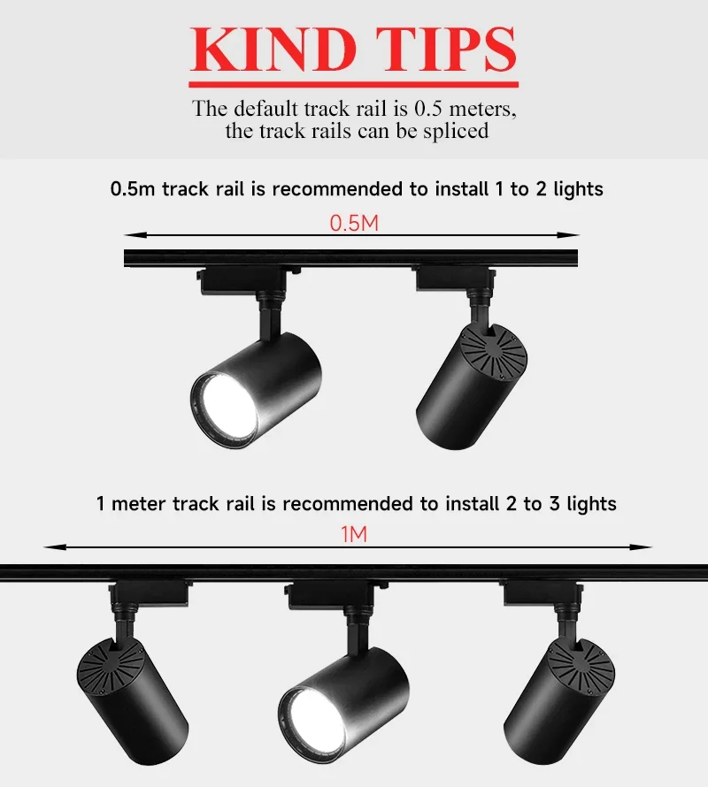 Description Picture 5 of item1M 0.5M Track Rail 2 Wire System Led Track Light Rail Universal Rail Connector Circuit Rails for Led Track Lamp Spots Lighting