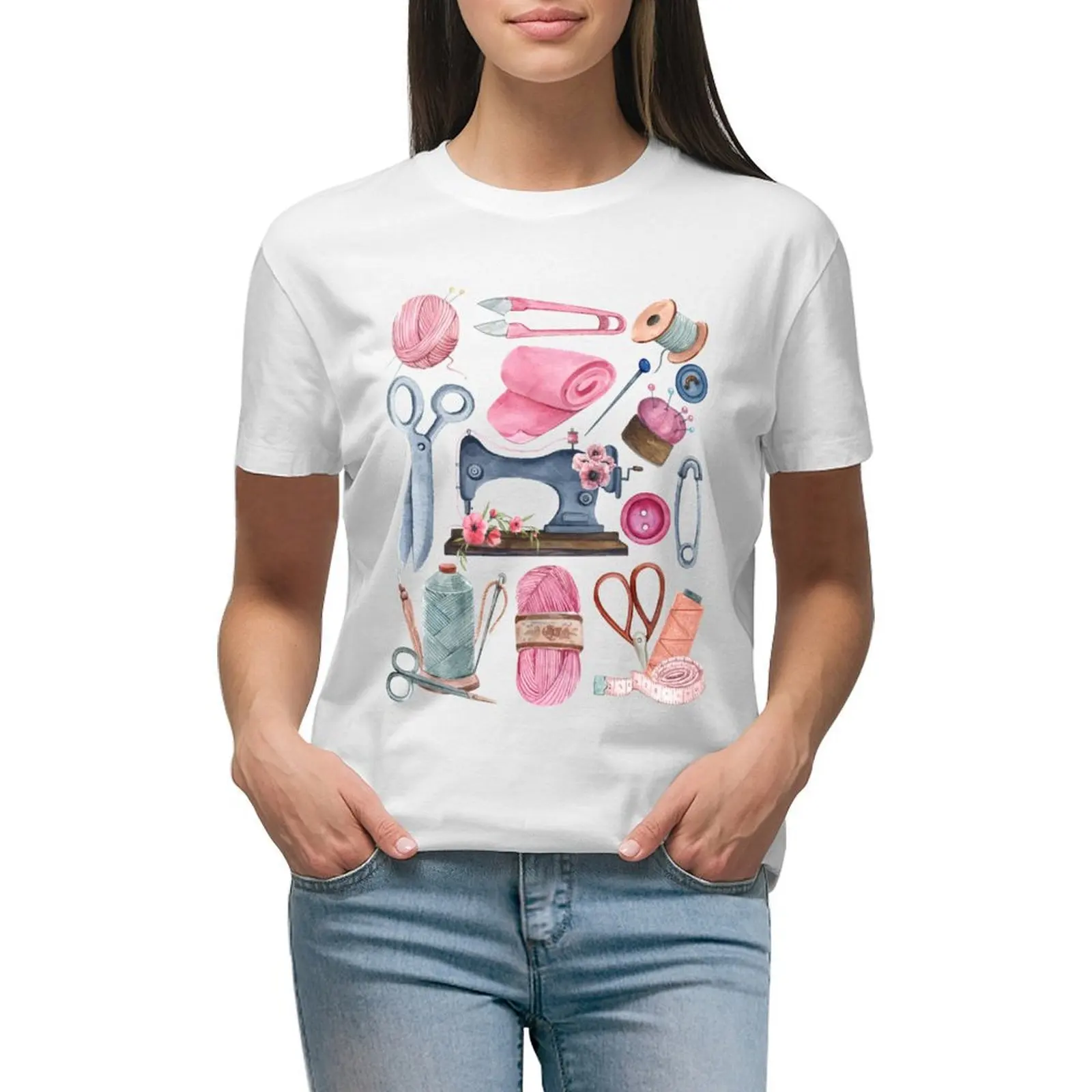 

Watercolor Sewing Pack T-shirt graphics vintage clothes t shirts for Women graphic