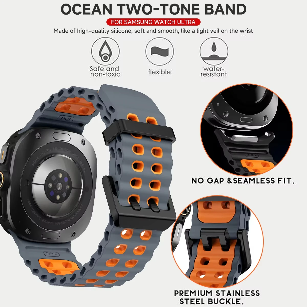 Silicone Sports Band for 47mm Smartwatch - No Gap Design, Unisex Strap