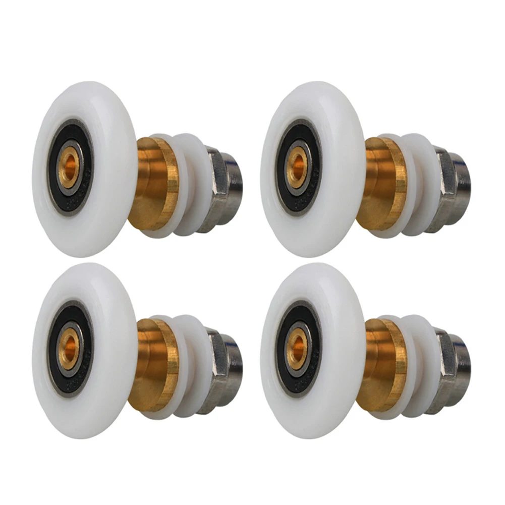 Description Picture 5 of item4pcs Shower Room Pulley Bathroom Sliding Glass Door Wheels Nylon Hanging Round Copper Roller Shower Parts Replacement Accessorie