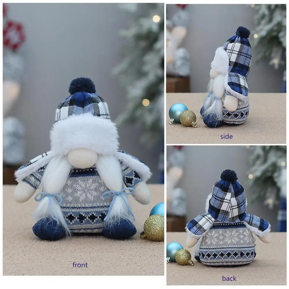 

Cute Christmas Gnome Doll Good Luck Gnome Doll Handmade Knitted Christmas Gnome Dolls with Full Beard Braid Cute for Gift