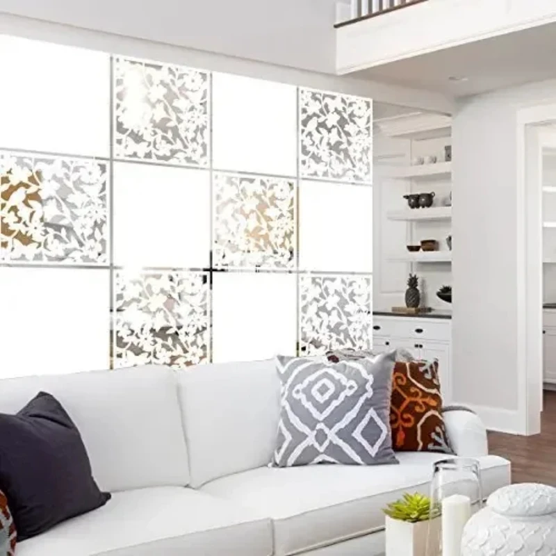 12pcs/lot Room Safety Pvc Panel Screen Bird Flower Living,dining,study,sitting-room,hotel And Bar Decoration 15.7"x15.7"x0.032"