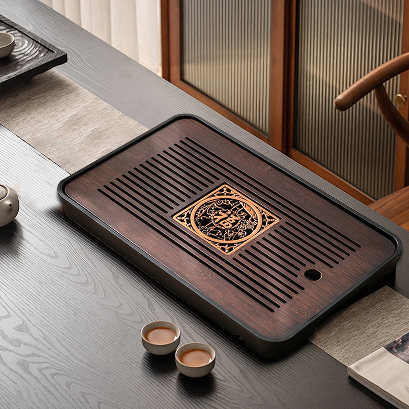 Bamboo Tea Tray Water Storage Simple Tea Set Accessory Kungfu Table Drainage for Household Office Home tea tray