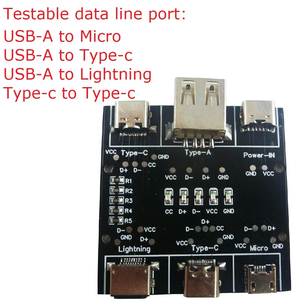 Multifunction USB Cable Tester USB A to Type-C Micro Short Circuit on off Data Cable Test Tool UD11A03 DC 5V 10-20MA
