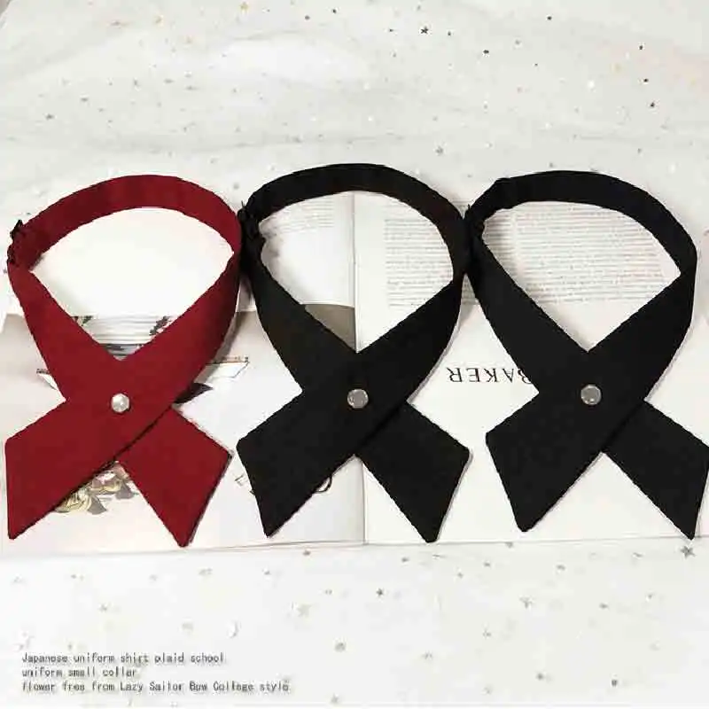 Bow Tie Girl Student Uniform Solid Men's Women's Professional Cross Day Cravat Prom Graduation Casual