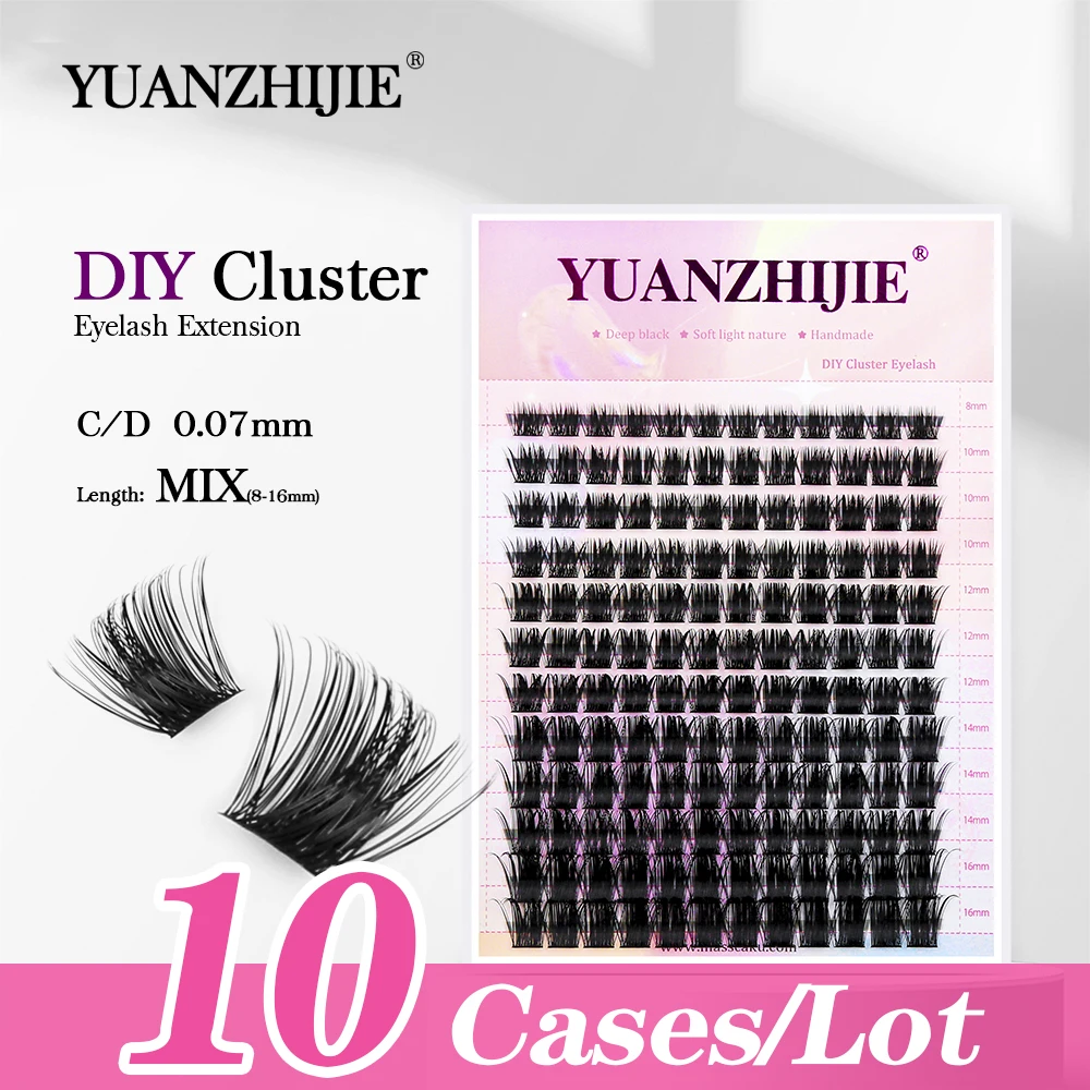 

YUANZHIJIE Hot Selling 10cases/lot DIY Clusters Eyelash Extension Segmented Lashes Dramatic Lash Russian Fake Eyelashes Makeup