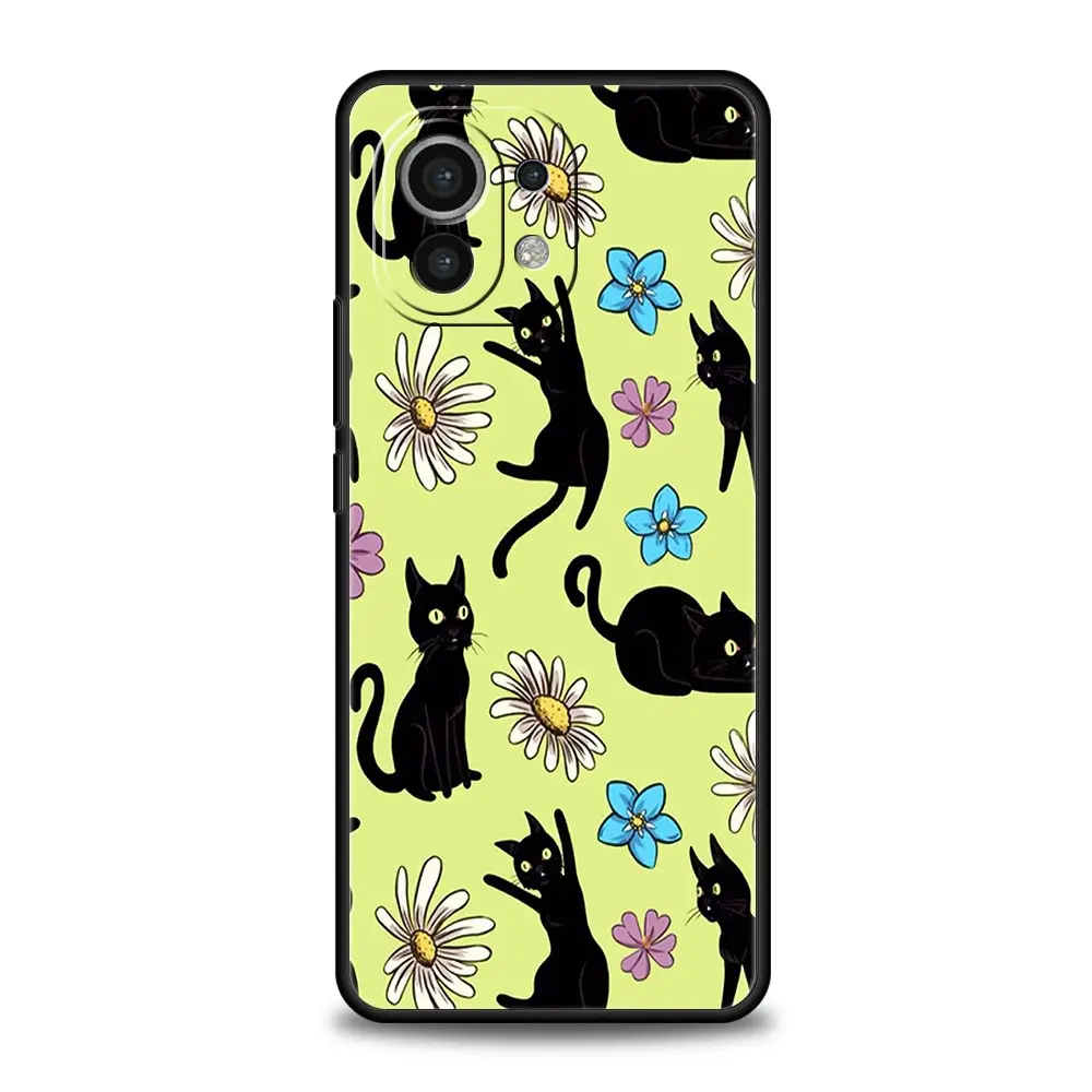 Charming Black Cat Cartoon Soft Phone Case Cover