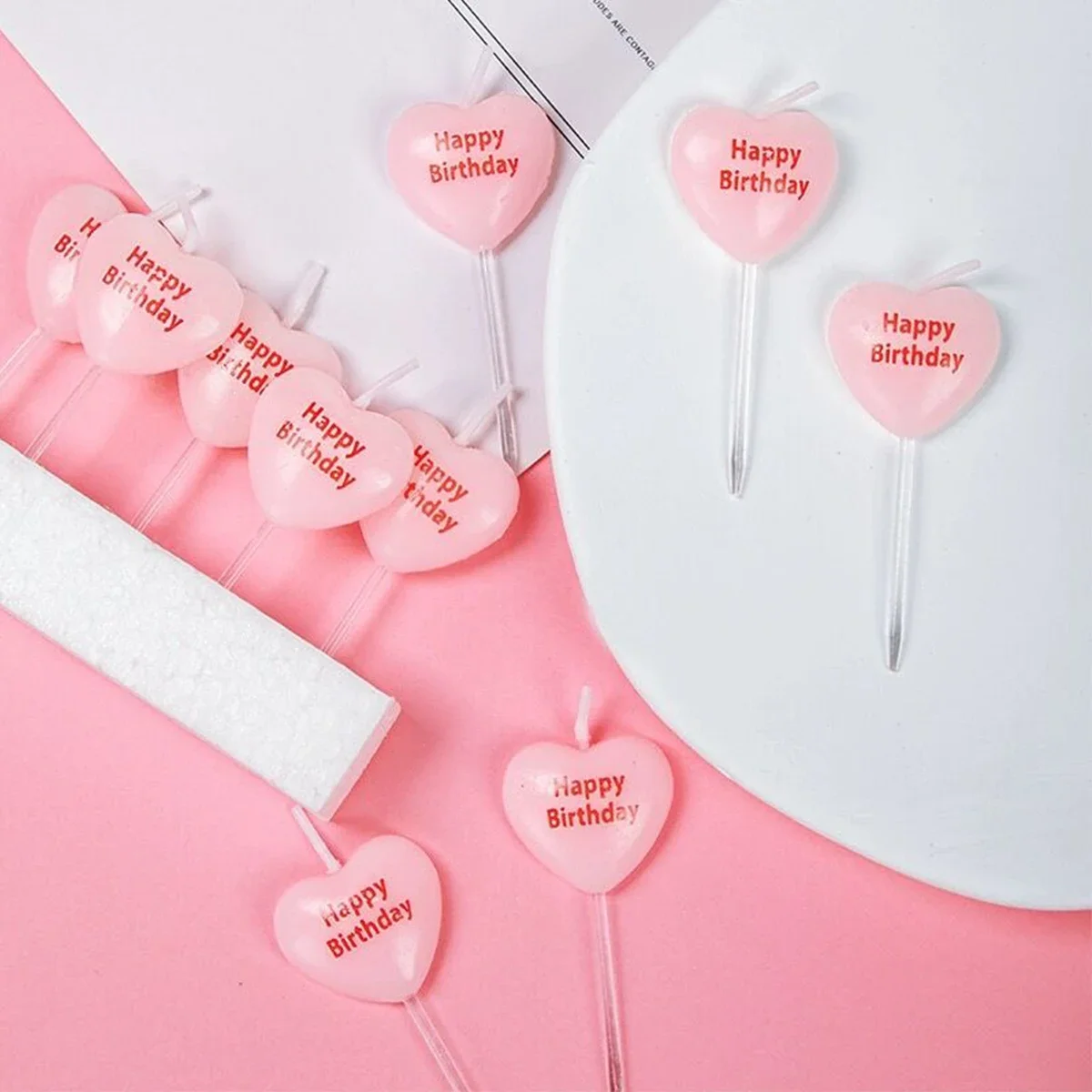 5pcs Cute Heart Shaped Birthday Candles Cake Candle Toppers for Party Wedding Cake Decoration Supplies Birthday Candles