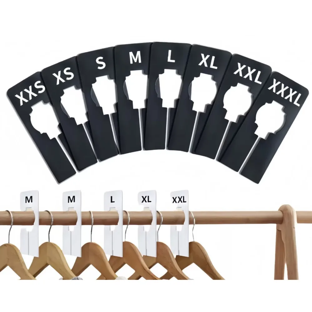 Quadratischer Größenseparator mit Aufhängeschnalle für Kleiderständer, Aufbewahrungsclip für Bekleidungsgeschäfte, Größentrenner für Kleiderständer – Detail 5