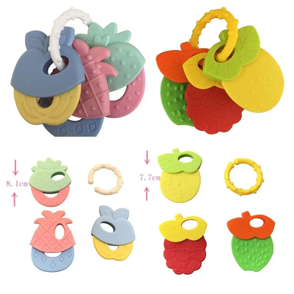Teething Toys Fruit Macaroon Teether Teething toys for teething babies Easy to grip Food-grade silicone Anti-Swallowing design silicone teething toys teething toys