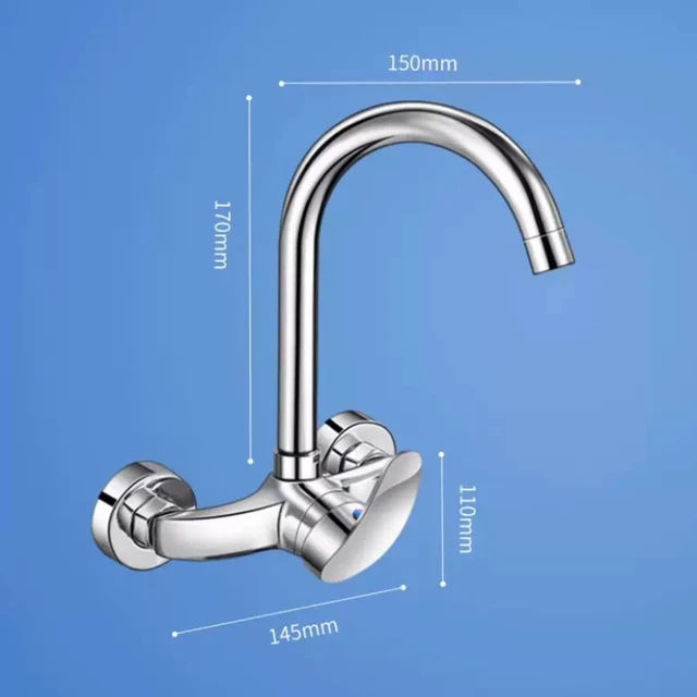 ก๊อกน้ำอ่างล้างหน้าแบบติดผนัง ก๊อกน้ำร้อนน้ำเย็น อ่างล้างหน้า อ่างซักผ้า อ่างล้างหน้าระเบียง ก๊อกน้ำผสมทองแดงทั้งหมด 5