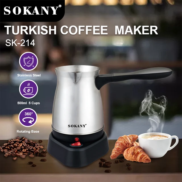 SK214 Home Use Turkish Coffee Maker Stainless Steel Coffee Maker 600W High  Power Electric Coffee Boiler Pot - AliExpress