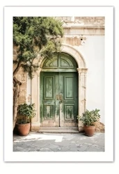 Frameless Green Bohemian Door Print with Olive Tree and Floral Theme - 40x60cm no frame (TT375 - 2)