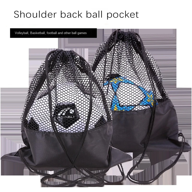 Sports Ball Bag Football Net Pocket Bag Drawstring Fitness Sport Basketball Backpack Portable Large Capacity Lightweight Outdoor Sports Bag