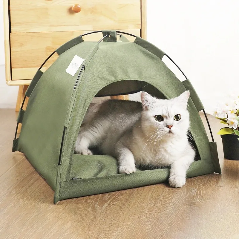 Summer Pet Tent Bed Solid Color Simple Style Breathable Cool Cat Dog Closed Rest Nest Suitable for Small and Medium-sized Pets